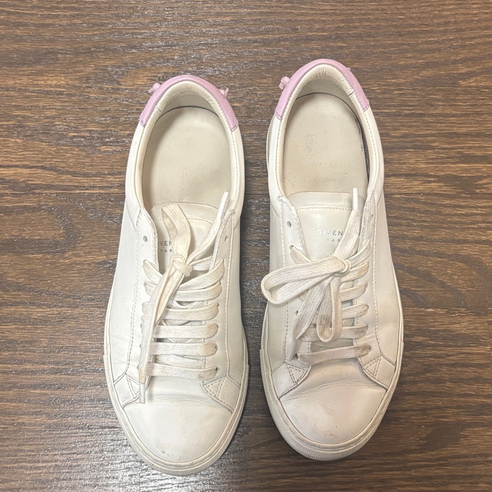 Givenchy White Leather Sneakers with Pink Heel Accent - Women's Casual Shoes